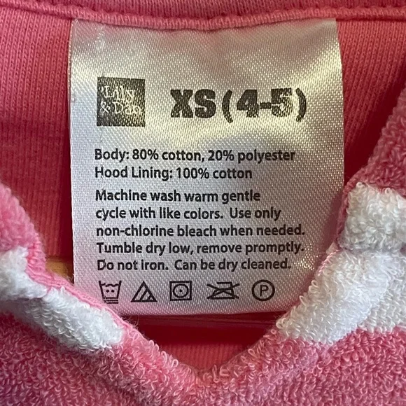 Lily & Dan Girls' Pink & White Striped Hooded Swim Coverup - Picture 4 of 4